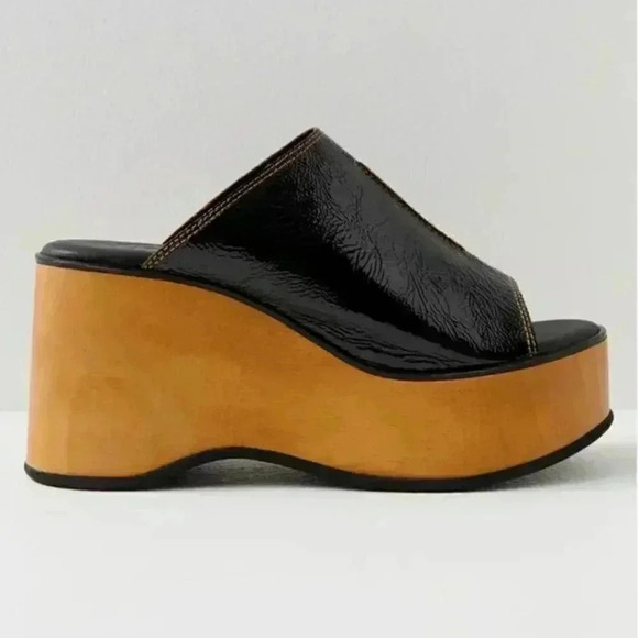 FREE PEOPLE GABRIELA CLOGS NEW BLACK PATENT LEATHER - Picture 4 of 4